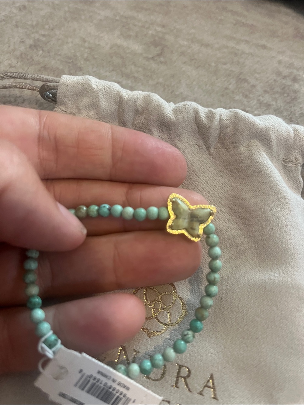 NWT Kendra Scott Turquoise and Gold Beaded Lillia Butterfly Stretch Bracelet - Picture 3 of 4
